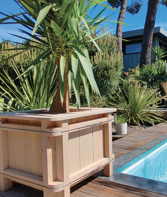 Jardinière en bois Douglas - Gris clair